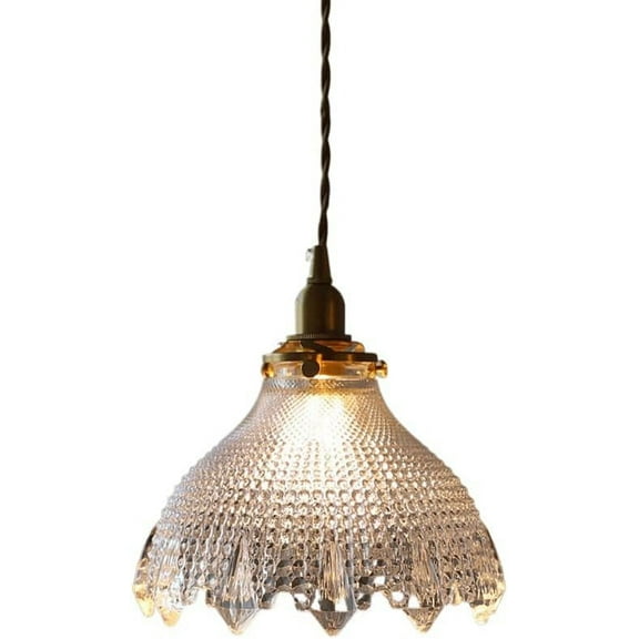 Mini Japanese Style Clear Glass Pendant Lighting, Small Vintage Pendant Lamp for Kitchen Sink, Rustic Retro Pendant Light, Simple Farmhouse Pendant Light Fixture for Kitchen Island Over Table