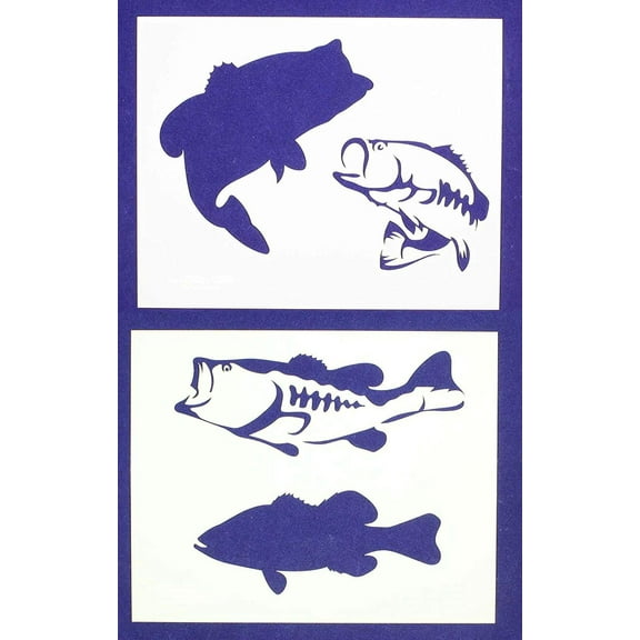 Bass (fish) Stencils-8x10 -2 pc set-Mylar 14mil - Painting /Crafts/ Templates