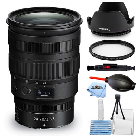 Nikon NIKKOR Z 24-70mm f/2.8 S Lens 20089 - Essential Bundle with Tulip Hood Lens  UV Filter  Cleaning Pen  Blower  Microfiber Cloth and Cleaning Kit