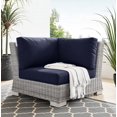 thumbnail image 4 of Sofa Corner Chair, Rattan, Wicker, Light Grey Gray Blue Navy, Modern Contemporary Urban Design, Outdoor Patio Balcony Cafe Bistro Garden Furniture Hotel Hospitality, 4 of 8