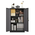 thumbnail image 4 of CQSXDA Metal Storage Cabinet With Locking Doors And Adjustable Shelf, Folding Filing Locker For Home Office And Garage, Black, 4 of 12