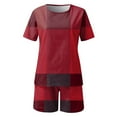 thumbnail image 4 of SELONE Lounge Sets for Women 2 Piece Outfits Dressy Plus Size Casual Summer Round Neck Printed Short Sleeve Tops And Shorts Two Pieces Set Suit 17-Red XXL, 4 of 5