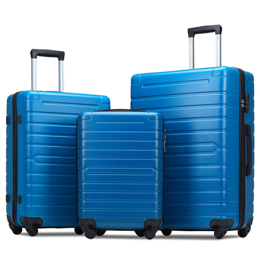 light blue hard shell suitcase
