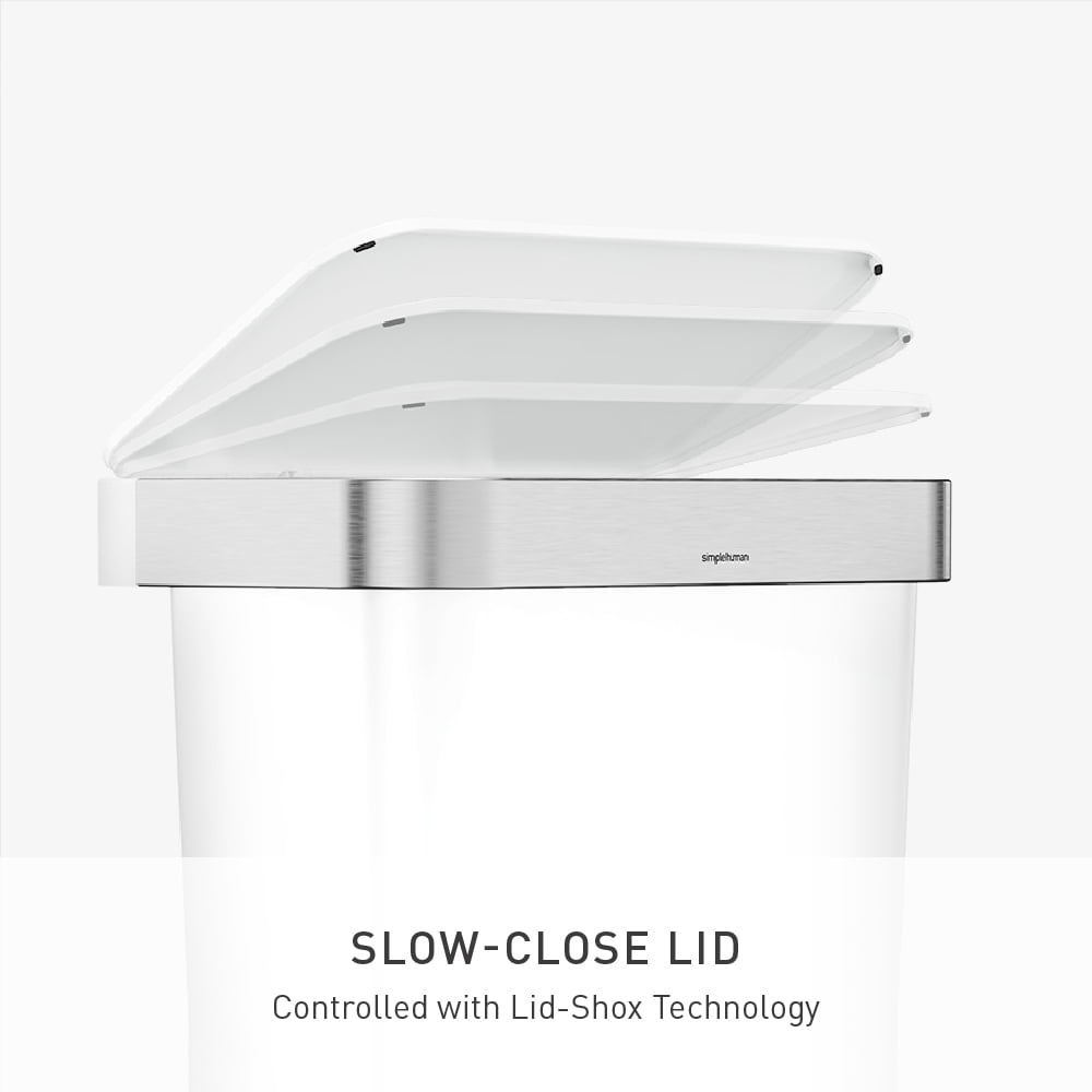 simplehuman 12 gal Plastic Rectangular Kitchen Trash Can with Liner Pocket, White