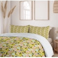 thumbnail image 6 of Ambesonne Spring Duvet Cover Sets, Colorful Shabby Drawn Flower, 2-Queen, Pale Earth Yellow Pink, 6 of 6