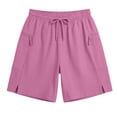 thumbnail image 6 of JYnXIANTI Shorts for Women Lightweight Elastic Waist Zipper Pockets Shorts Quick Dry Workout Athletic Shorts Summer Outfits, 6 of 7