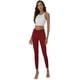 thumbnail image 4 of Pantalones vaqueros elásticos ajustados de tiro medio de colores con bolsillos reales completos de algodón 98 % para mujer (estándar y grande) Wine-110 Short, 4 of 5
