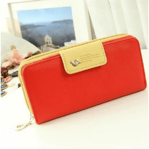Cartera De Cuero Sintetica para Dama Rojo Malubero Malu1262 Walmart en linea