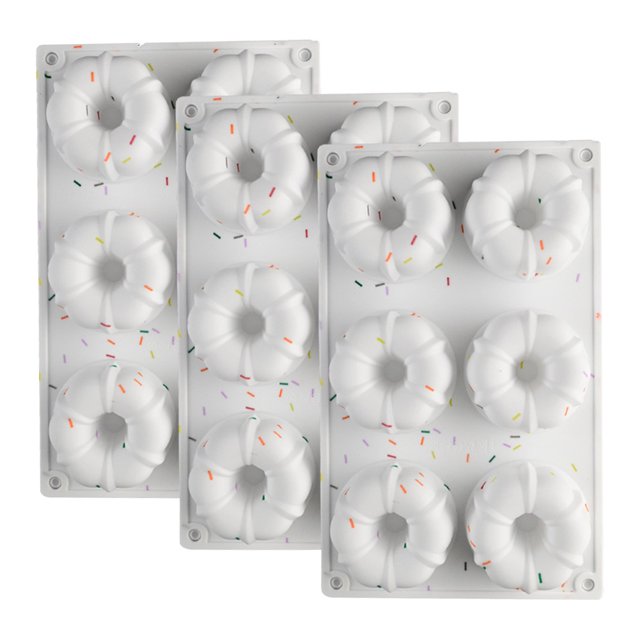 Moldes Donas para Hornear 6 Cavidades Silicona Diy Herramientas Antiadherentes (3pcs)