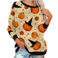 thumbnail image 2 of 50 % de Rabais Liquidation Chandail Surdimensionné pour Femmes 2023 Manches Longues Décontractées Col Rond Hauts Blouse Ample Imprimé Halloween Graphique Chandail, 2 of 6