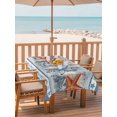 thumbnail image 2 of Outdoor Tablecloth with Umbrella Hole for Patio/Picnic/Party/Camping, Blue Coastal Waterproof Table Cloth Rectangle Table Cover Washable, Orange Starfish Coral Beach Nautical Vintage (60"x 84"), 2 of 8