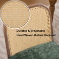 thumbnail image 4 of 2-Piece Arched Rattan Back Dining Chairs, Farmhouse Side Kitchen Chairs, Chenille Upholstered Armless Accent Chair Set of 2, 4 of 10