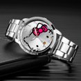 thumbnail image 2 of Las señoras simples ocasionales vendedoras calientes de la banda de acero miran el reloj del cuarzo de la historieta de la moda del gato del gatito, 2 of 4