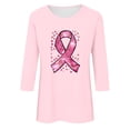 thumbnail image 3 of Hfnxid Breast Cancer Awareness Tshirt Shirts for Women 3/4 Sleeve Pink Ribbon Graphic T-Shirt Crew Neck Inspirational Hope Top, 3 of 4