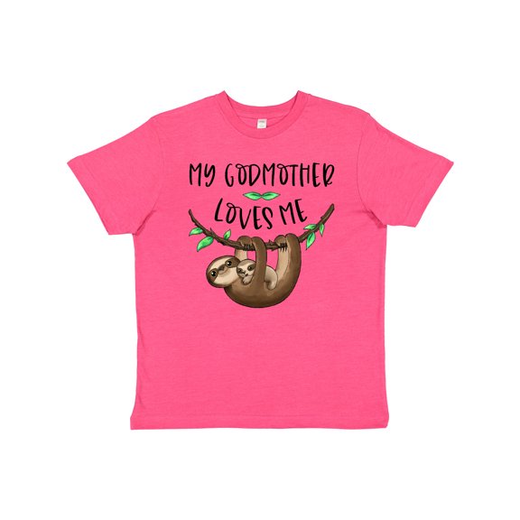 Inktastic My Godmother Loves Me Cute Sloth and Baby Youth T-Shirt