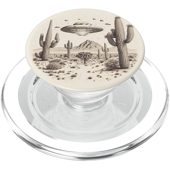 Platillo Phone Grip UFO con Cactus Sci-Fi Alien para MagSafe