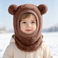 thumbnail image 6 of Wxirdrow Toddler Winter Hat Baby Kid Beanies Boys Hats /Winter Baby Warmth Adding CuteEared Hooded Windproof Hat Scarf Cap Brown,6-36 Months, 6 of 9