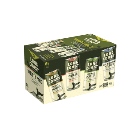 Long Coast Non Alcoholic Variety Cocktail Mixers, 8 Pack, 12 oz cans