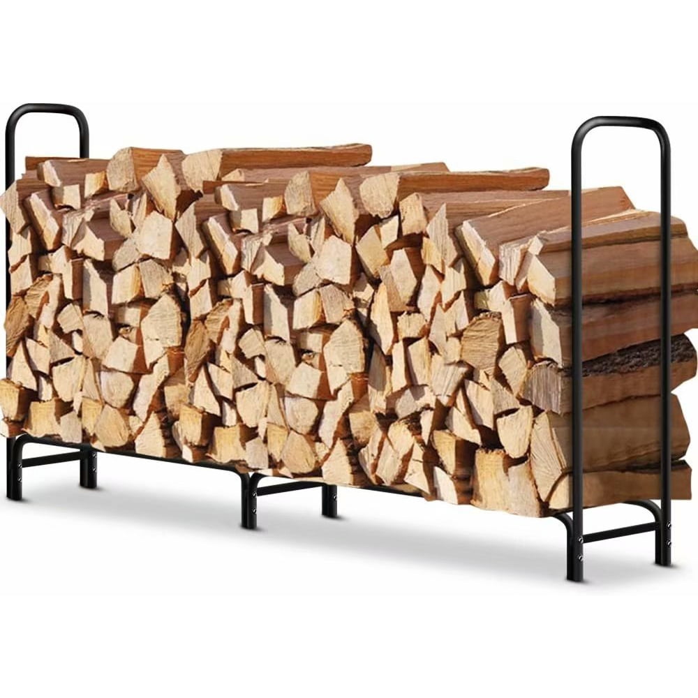8 ft Outdoor Fire Wood Log Rack for Fireplace Heavy Duty Firewood Pile