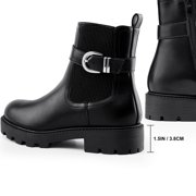 HARVEST LAND Women Chelsea Boots Fashion Low Heel Buckle Ankle Boots for Female Fall Winter