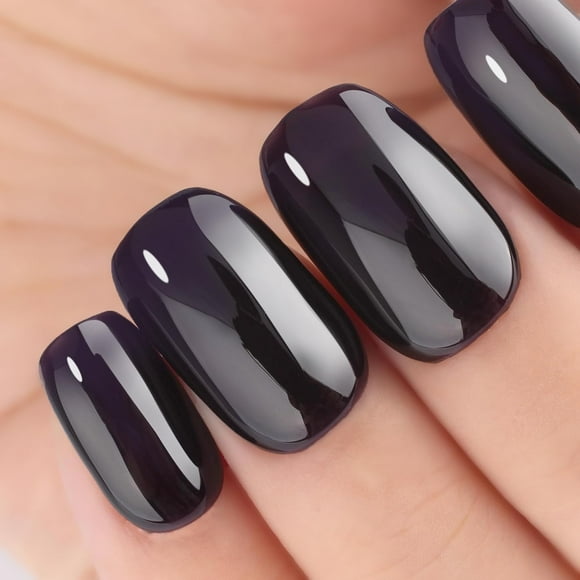 TRAHOO-Jelly Midnight Dark Purple Gel Nail Polish,UV/LED Soak-off Sheer Translucent Puple Black Color Gel Polish Kit for Nail Art Starter or Manicure Salon,0.5 Fl.Oz