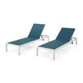 thumbnail image 3 of Christopher Knight Home Cape Coral Outdoor Aluminum Chaise Lounge (Set of 2) by  - 77.56" D x 25.20" W x 11.80" H Blue+White, 3 of 5