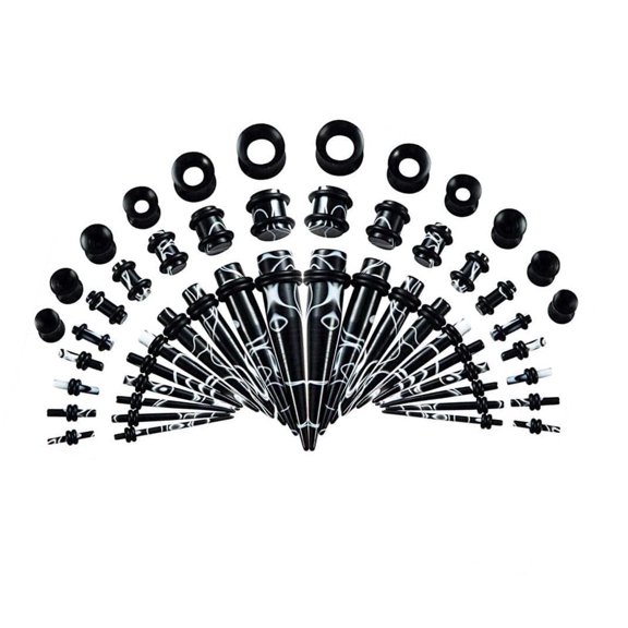 Yoursfs 50Pcs Ear Gauge Stretching Kit Acrylic Tapers and Plugs Silicone Tunnels 14G-00G Ear Gauges Expander Set Body Piercing Jewelry