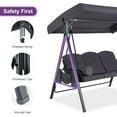 thumbnail image 4 of PURPLE LEAF Outdoor Patio Porch Swing with Stand, 2-Seat Swing Chair with Adjustable Tilt Canopy All-Weather Steel Frame for Backyard Front Porch Lawn, Cushions and Pillow Included, Grey, 4 of 10