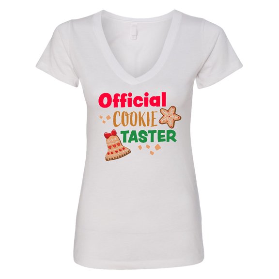 Inktastic Christmas Official Cookie Taster with Bell and Star Cookie Women's V-Neck T-Shirt