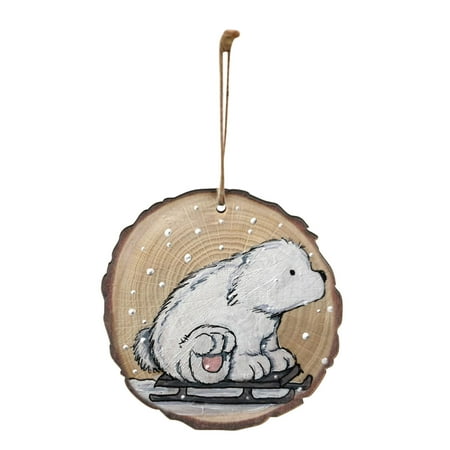 

Jeborah Lovely Christmas Round Wooden Hanging Animal Print Pendant