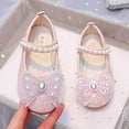 thumbnail image 2 of Huowey Girls Sandals Shoes Fashion Simple Cute Bow Pearl Decoration Versatile Flat Bottom Comfortable Princess Shoes Lovely Footwear, 5-5.5 Years, 2 of 9