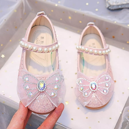 

8QIDA Sandals Girl Wedge Girls Sandals Fashion New Pattern Cute Bow Pearl Decoration Versatile Flat Bottom Comfortable Shoes 27