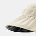 thumbnail image 3 of Sombrero de pescador de verano para mujer, plegable, con revestimiento de vinilo para exteriores, protección UV, visera para el sol, para fiestas en la playa, color beige, talla única, 3 of 5