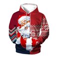 thumbnail image 3 of LUOGENLI Men Hoodies Blanket Autumn and Winter Printed Sweatshirt Long Sleeve Pocket Long Sleeve Hoodie Sweatshirt Hoodies for Men Pullover Cotton Red Size M, 3 of 3