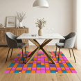 thumbnail image 3 of ODIKA 5'x7' Washable Area Rug Contemporary Pink Grid Layout Interrupted Geometric Motif for Guest Room, Lounge, Apartment, Non-Slip Low Profile, Stain Resistant, 3 of 7