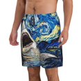 thumbnail image 2 of Balery Vintage Starry Sky Shark Traje de Baño Estilo Hawaiano para Hombre, Shorts de Secado Rápido con Bolsillos-Medium, 2 of 6