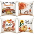 thumbnail image 1 of Autumn Pillow Covers - Pumpkin Fall Decorative Set of 4 Maple Leaf Print Throw Pillowcases for Fall Thanksgiving 18x18 Inches, 1 of 5