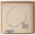 thumbnail image 3 of 5 3/4 inch Oval Eye Hook Bangle Bracelet w/ St. Sebastian / Rugby in Sterling Silver, 3 of 3