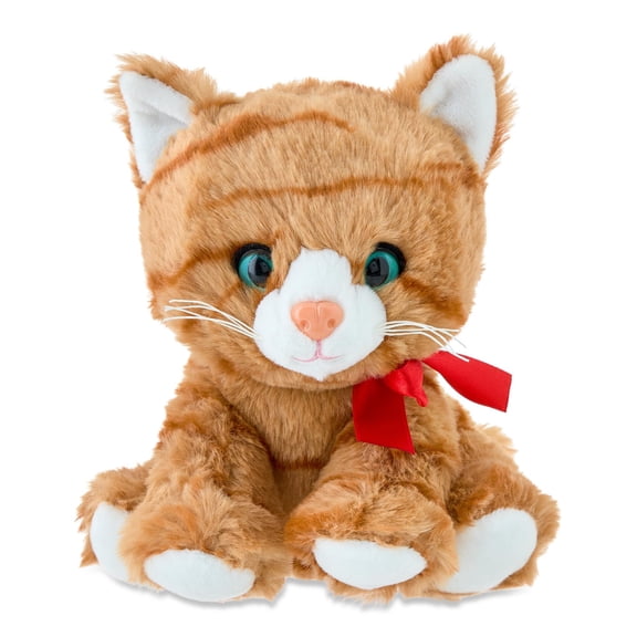 Small Tabby Cat Plush, Brown and White, 8.5", Valentine's Day by Way To Celebrate