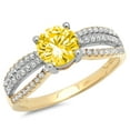 thumbnail image 2 of 1.27 ct Round Cut Simulated Yellow Diamond Solitaire with Accents Engagement Ring for Women in 18K Yellow/White Gold, 2 of 2