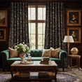 thumbnail image 3 of NICETOWN Black Velvet Curtains for Living Room, Vintage Print Floral Blackout Thermal Insulated Privacy Back Tab Drapes for Dining Room, 52"x84", 2 Panels, 3 of 7