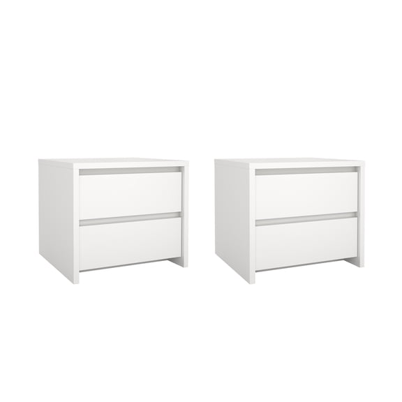 Tvilum Next White 17-Inch Tall 2-Drawer Nightstand - Set of 2