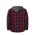 thumbnail image 4 of GrmtClth Men Classic Plaid Flannel Hooded Button‑Up Shirt Long Sleeve Jacket Single Pocket Grey Hood Casual Travel Party Wear, 4 of 5