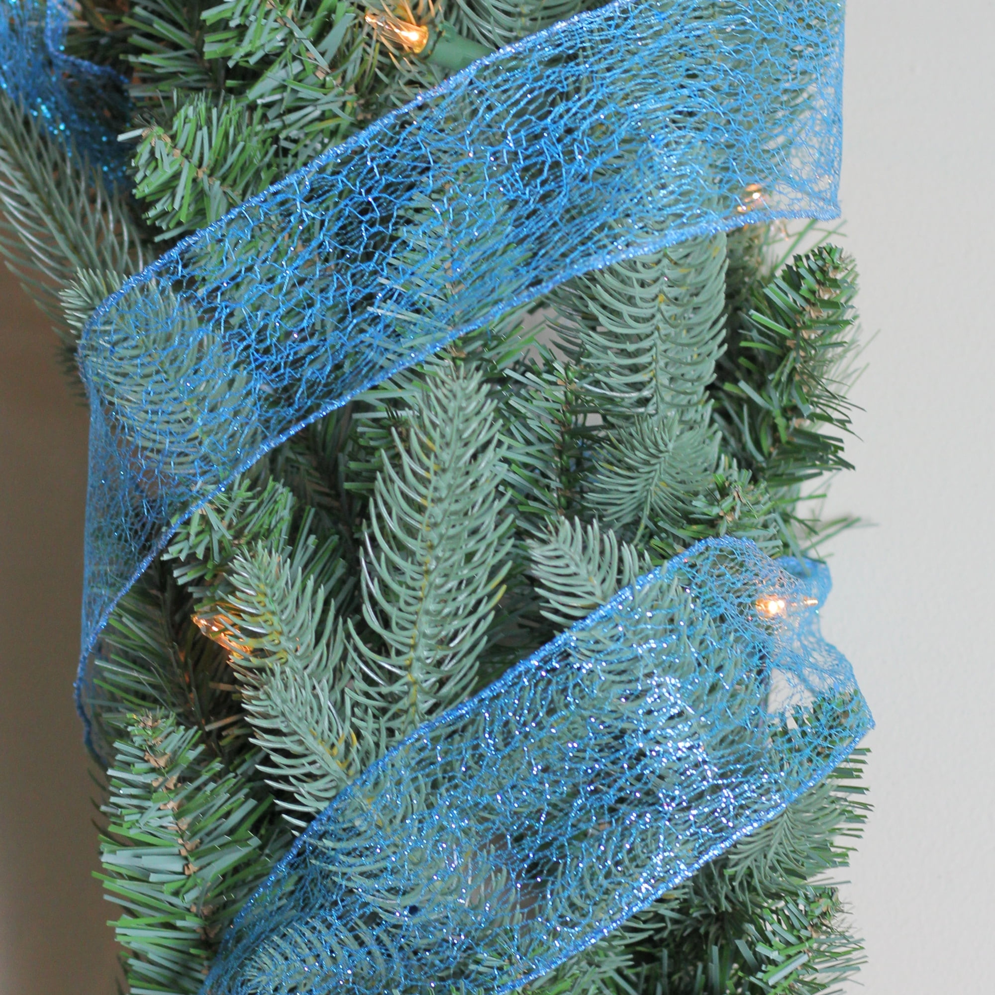 Northlight Club Pack of 12 Glittering Blue Wired Christmas Craft Ribbon Spools - 2.5" x 120 Yards