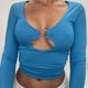 thumbnail image 4 of Camiseta Sin Mangas Corta Señoras Casual Pullover Tops Navel Exposed Party Clubwear Ropa (Azul L) Cgtredaw Para estrenar, 4 of 7