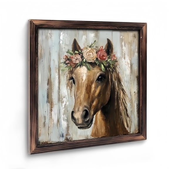 Paintings Art Prints : Horse Wooden Art Prints Wall Art Horse Pictures Wall Decor Farmhouse Animal Pictures for Bedroom Living Room Home Decoration.8x8Inch Vintage 08×08inch(20×20cm)