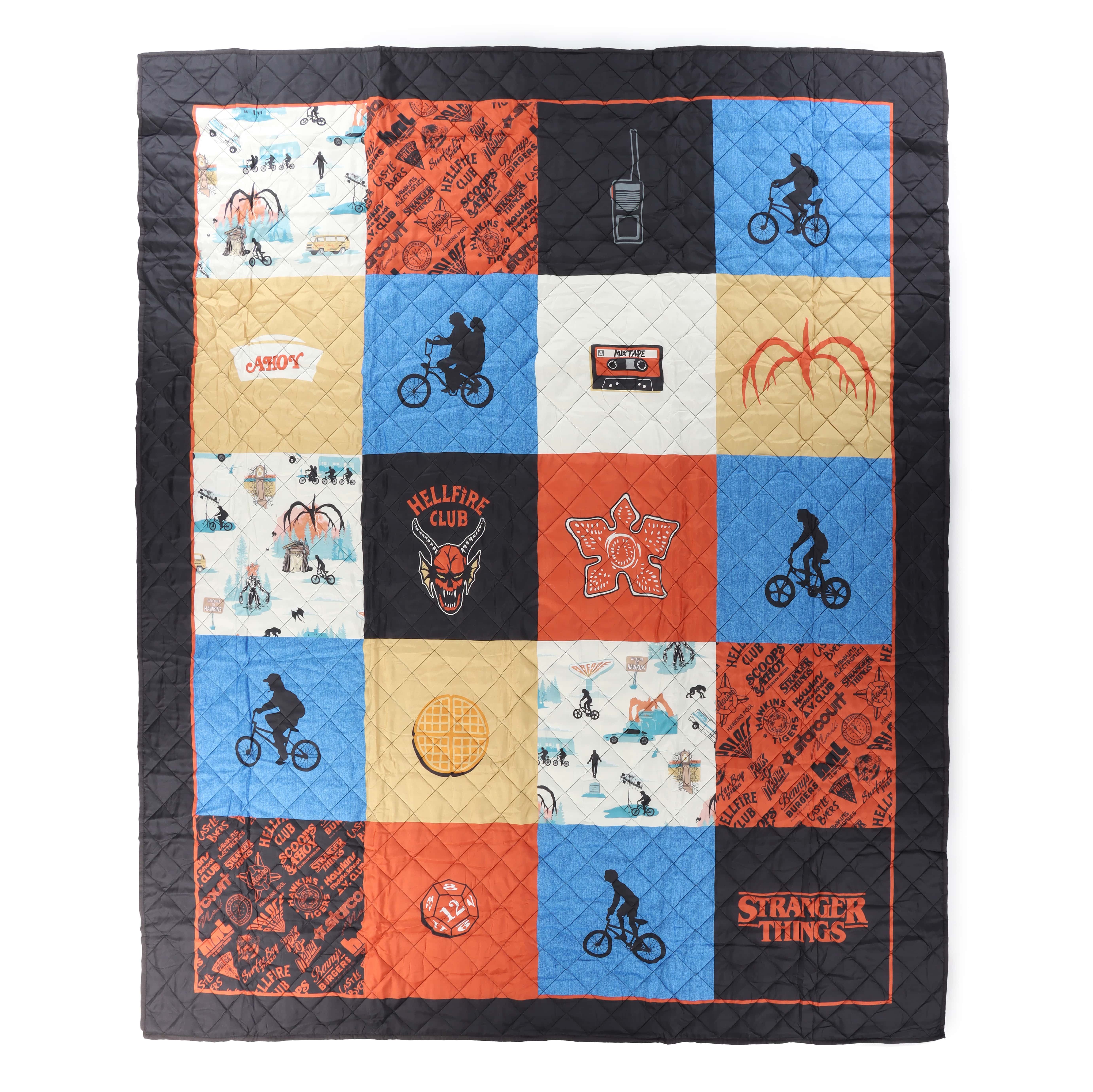 Netflix Stranger Things Nostalgia 2 piece Multicolor Quilt and Sham Bedding Set, Twin/Full