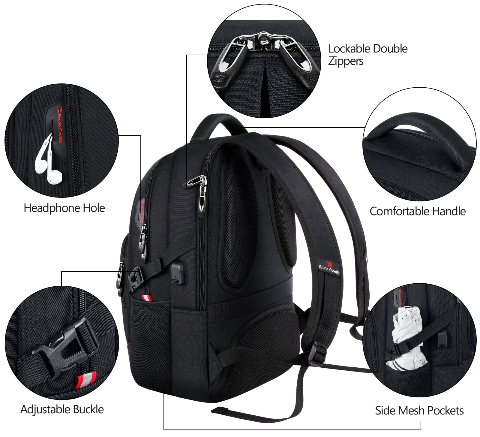 UKEIN Laptop Backpack with USB Charging Port Water Resistant Backpacks for Adults Work Business Laptop Backpack for Men