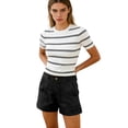 thumbnail image 6 of UDAUDU Linen Shorts for Women Summer Button Down Casual High Waist Bermuda Shorts Wide Leg Pleated Comfortable Dress Short with Pockets Black L, 6 of 7