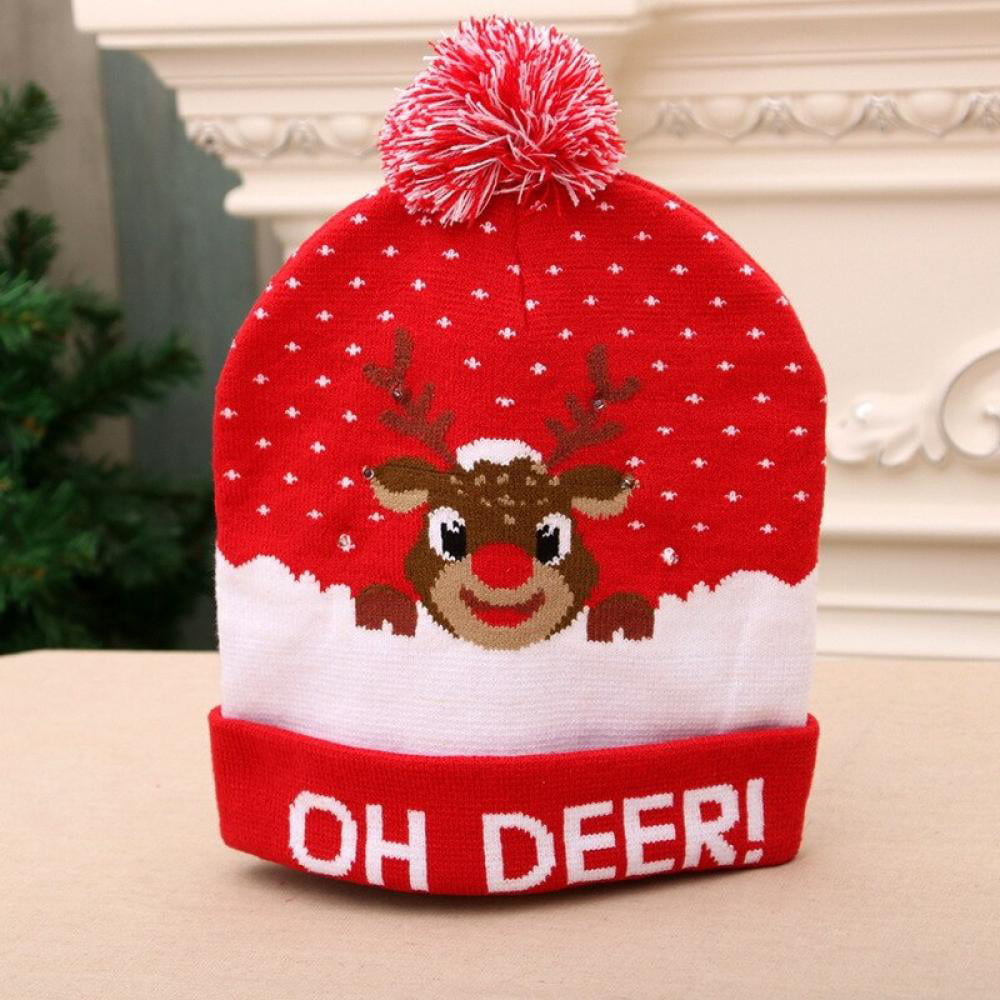 Details about   Christmas LED Light Up Colorful Knitted Hat Beanie Xmas Warm Cap Kids Adult Gift 